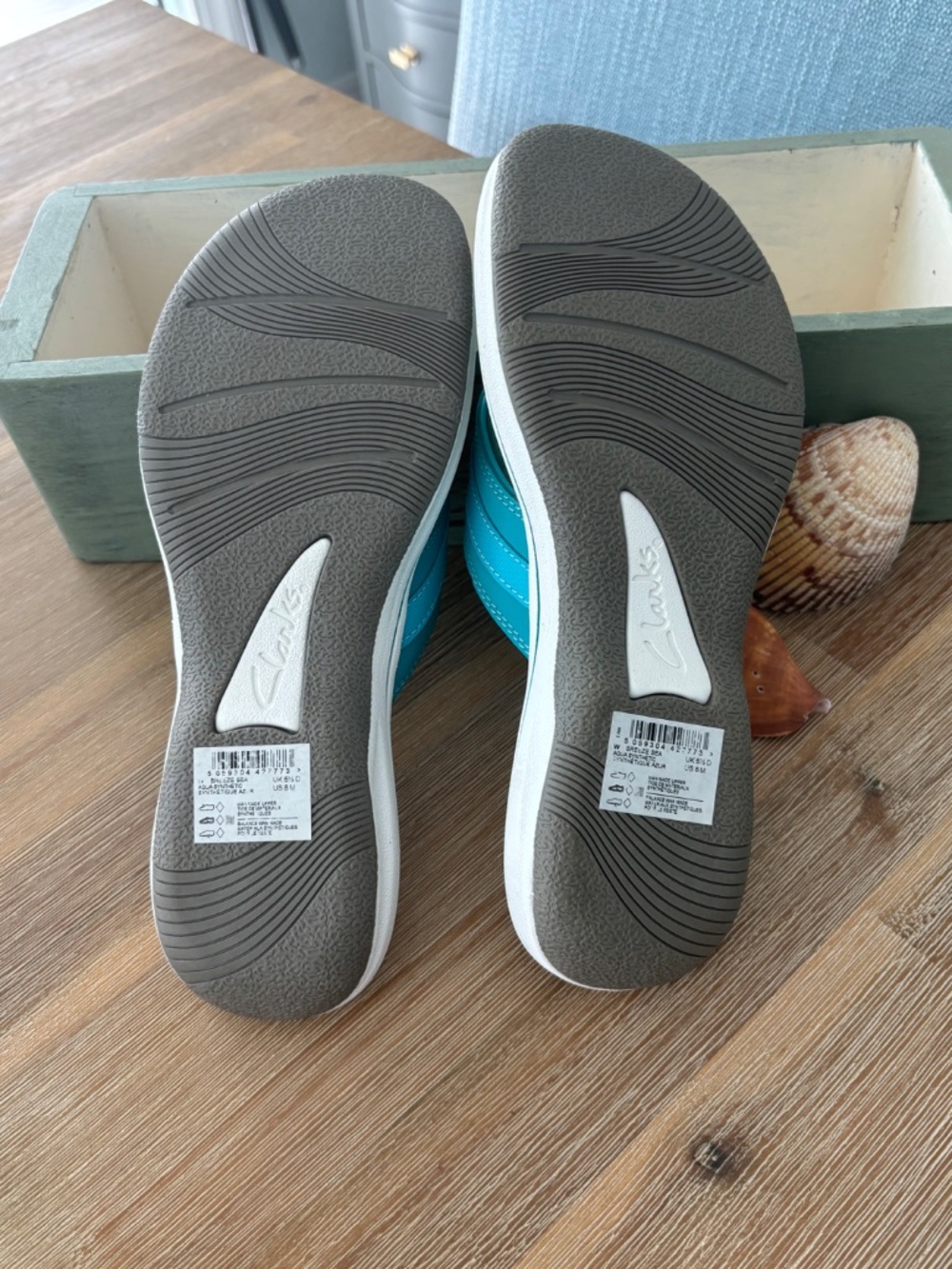 NWT Clark’s Cloudsteppers Turquoise Sandals Sz 8 - Picture 3 of 5